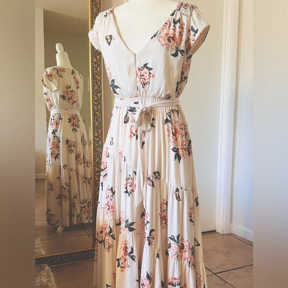 Free People Floral Maxi Dress - White and Pink - Picture 2 of 5
